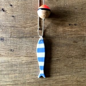 Collana "la Sardina" in ceramica riga azzurra