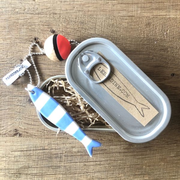 Collana "la Sardina" in ceramica riga azzurra - immagine 2