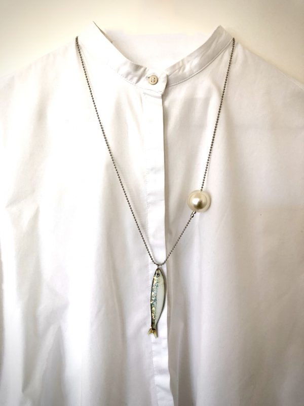 Collana "la Sardina" vera con perla - immagine 2