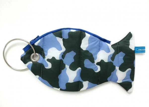 Pesce pochette "the fish ring" camouflage azzurro verde