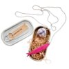 Collana "la Sardina" rosa con pallina in tessuto