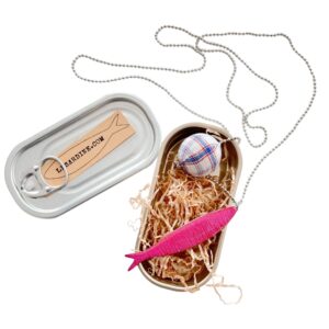 Collana "la Sardina" rosa con pallina in tessuto