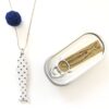 Collana "la Sardina" a  Pois azzurri con galleggiante blu - immagine 3