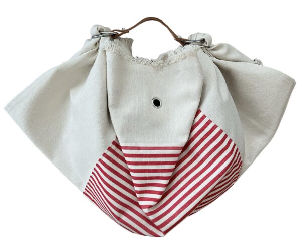 Borsa "Mandillo Bag" panna  con riga Rossa