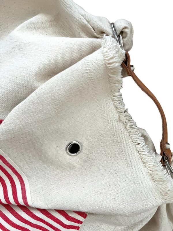 Borsa "Mandillo Bag" panna  con riga Rossa - immagine 4