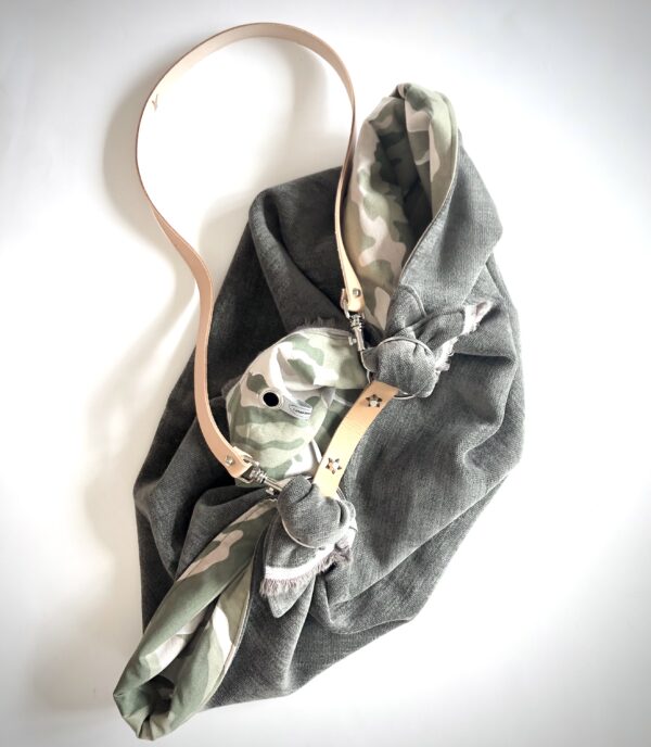 Borsa "Mandillo camouflage e velluto tortora reversibile - immagine 4