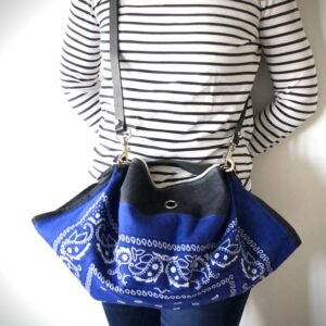 Borsa "Mandillo Bag" MINI Denim  con fantasia Paisley Blu