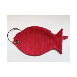 Pesce pochette "the fish ring" velluto a coste rosso