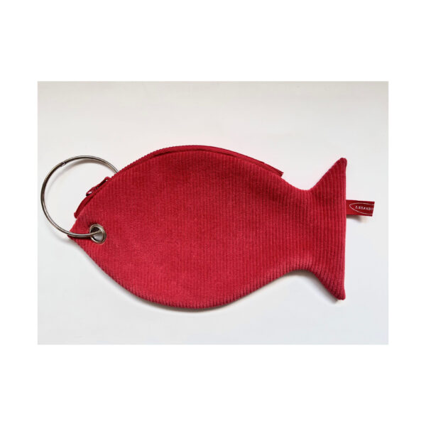 Pesce pochette "the fish ring" velluto a coste rosso