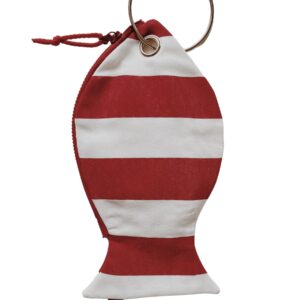 Pesce pochette "the fish  ring”riga bianca e rossa