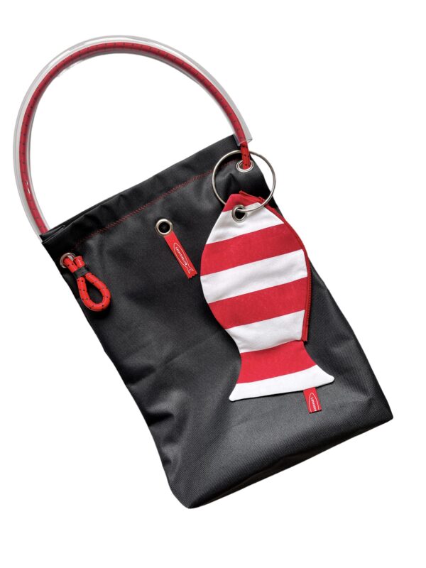 Pesce pochette "the fish  ring”riga bianca e rossa - immagine 2