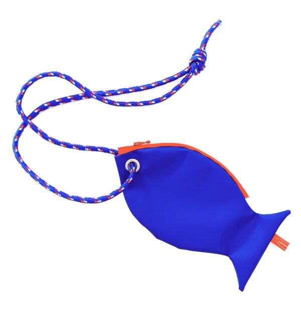 Pesce pochette "the fish STRING" blu con cima rosso/blu