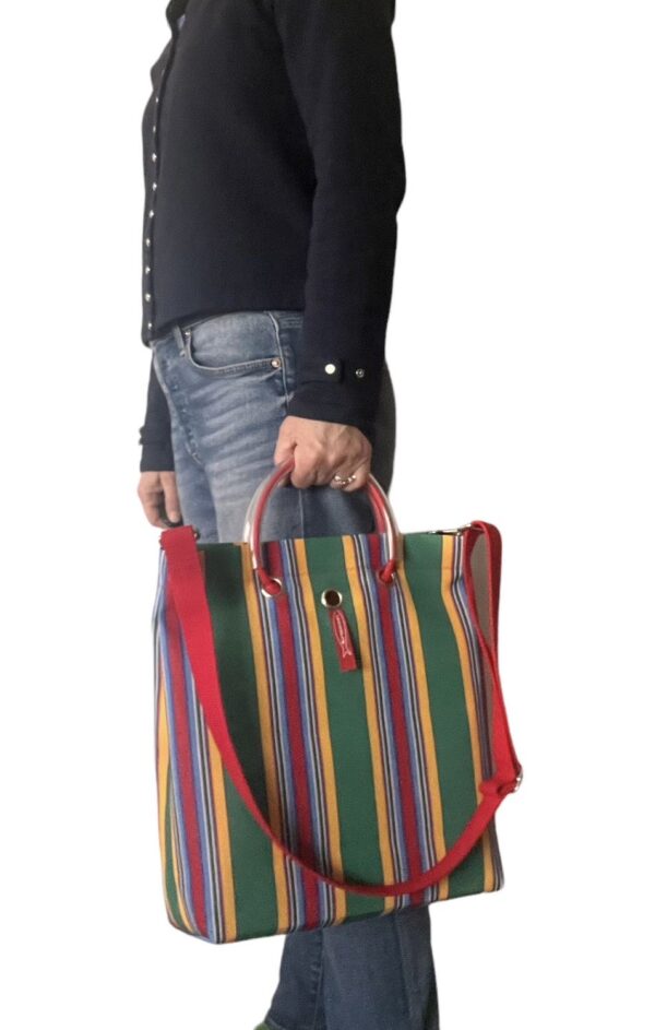 Borsa "Materassino” righe multicolor verde - immagine 5