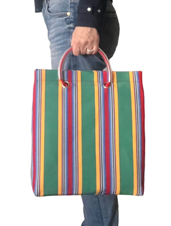Borsa "Materassino” righe multicolor verde - immagine 4