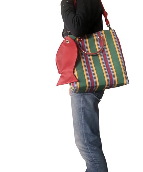 Borsa "Materassino” righe multicolor verde - immagine 3