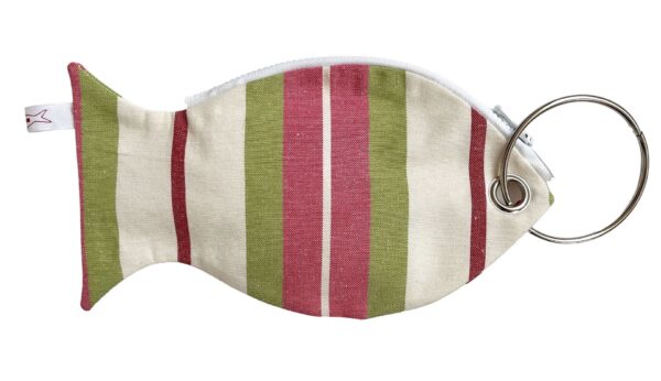 Pesce pochette “the fish ring”righe rosa verde bianco