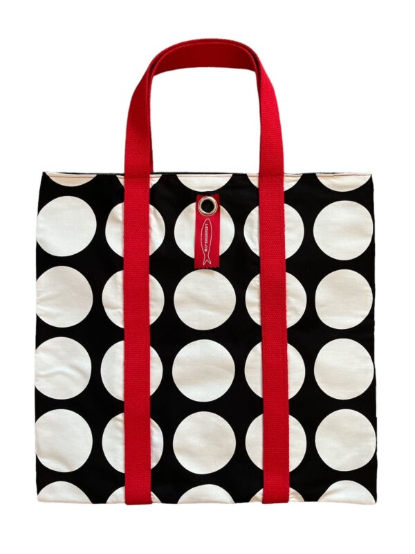 Borsa "La sportina" pois bianchi base nera