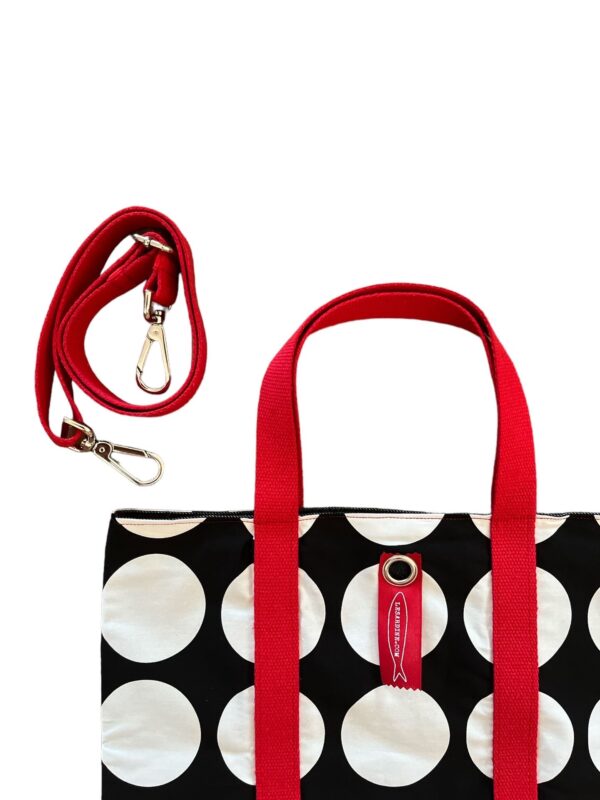 Borsa "La sportina" pois bianchi base nera - immagine 3