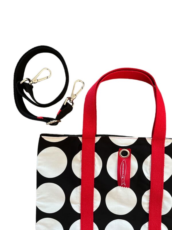 Borsa "La sportina" pois bianchi base nera - immagine 2