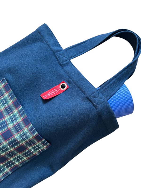 Borsa "La sportina" big size Lana Blu e tartan base verde