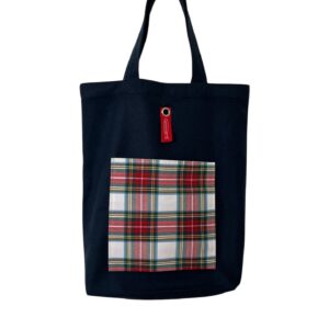Borsa "La sportina" big size Lana blu e tartan base bianca