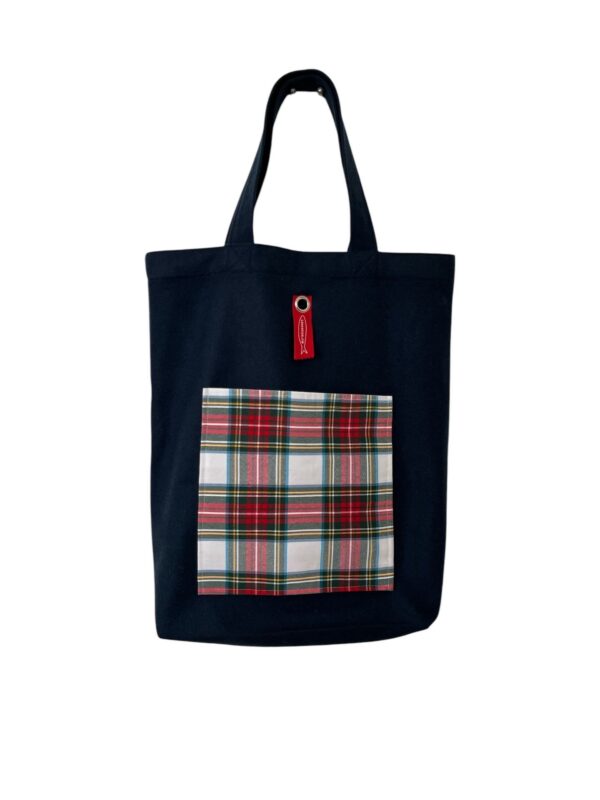 Borsa "La sportina" big size Lana blu e tartan base bianca
